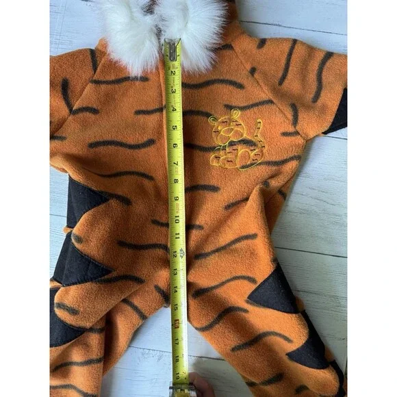 Plush Tiger Costume Sz 18-24 Mth, One Piece Zip-Up, With Hood & Tail - Picture 7 of 11